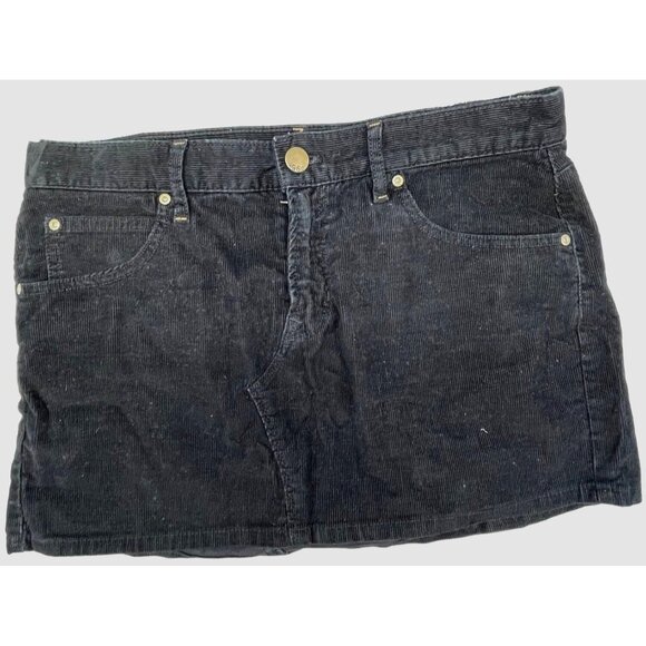 gap 1969 corduroy mini skirt black pockets zip button up belt loop 24/7 READ - Picture 1 of 6